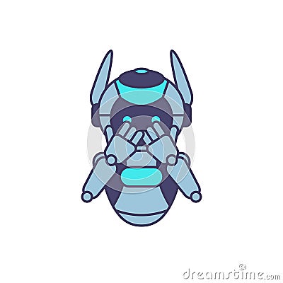 Robot mascot character pose vector illustration. Robot cartoon character illustration Vector Illustration