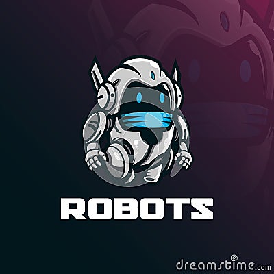 Robot mascot logo design vector with modern illustration concept style for badge, emblem and tshirt printing. funny robot Vector Illustration