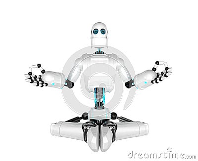 Robot meditating Stock Photo