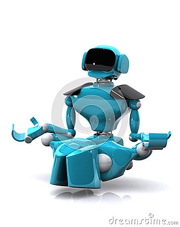 Robot meditating Cartoon Illustration