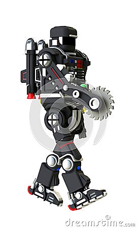 Robot. Military robot. The concept of a combat robot. Cartoon Illustration