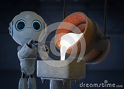 Robot with molten metal Stock Photo