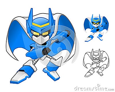 Robot Ninja Cartoon Character Vector Illustration