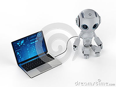 Robot with notebook Stock Photo