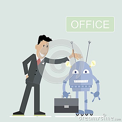 Robot Office businessman Vector Illustration