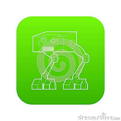 Robot ostrich icon green Stock Photo