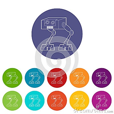 Robot ostrich icons set vector color Vector Illustration