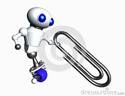 Robot And Paperclip Stock Photo