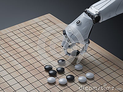 Robot play go Stock Photo