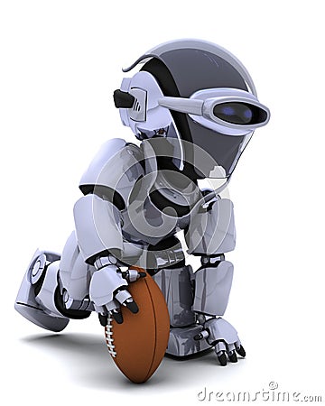 Robot playing american football Stock Photo