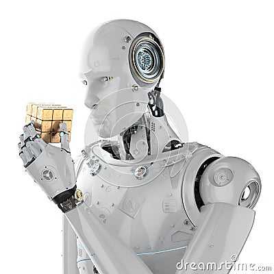 Robot playing cube Stock Photo