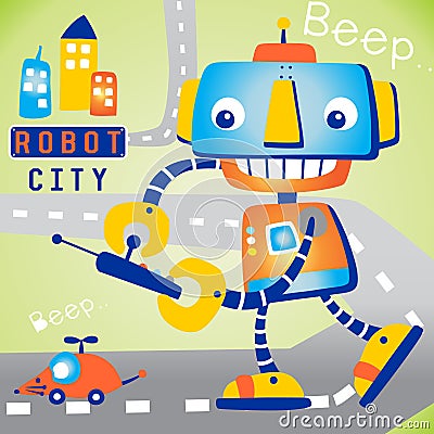 Robot playing toy Vector Illustration