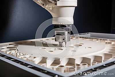 robot, printing small part using selective laser sintering technology Stock Photo