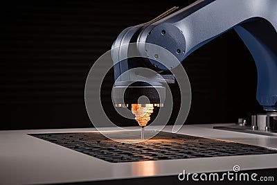 robot, printing small part using selective laser sintering technology Stock Photo