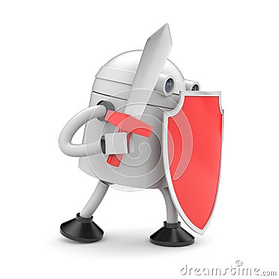 Robot ready to fight Cartoon Illustration