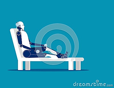 Robot relaxing on chair. Concept business vector illustration. Vector Illustration