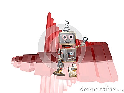 Robot robi in front of success diagram Stock Photo