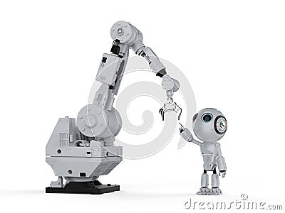 Robot with robotic arm Stock Photo