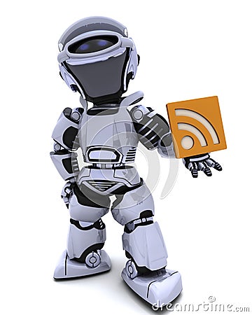 Robot with RSS symbol Stock Photo