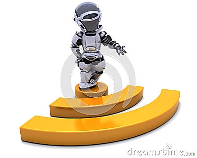 Robot with RSS symbol Stock Photo