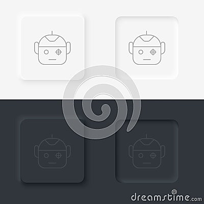 Robot, scanning, smart, security icon - Vector. Artificial intelligence neumorphic style vector icon Vector Illustration