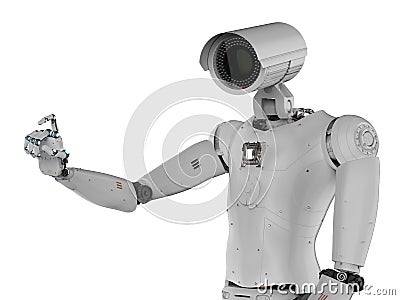 Robot security camera Stock Photo