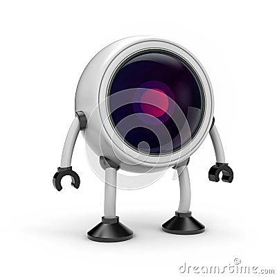 Robot security CCTV camera Cartoon Illustration