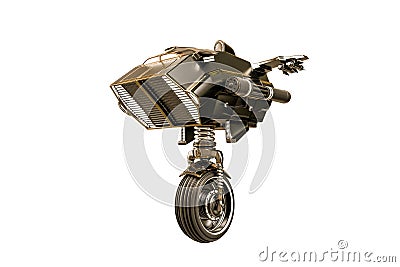 Robot sentinel isolated on white background Cartoon Illustration