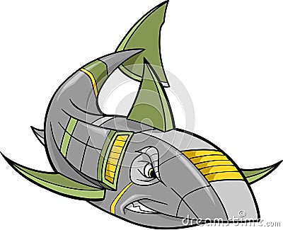Robot Shark Vector Vector Illustration