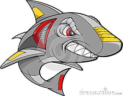 Robot Shark Vector Vector Illustration