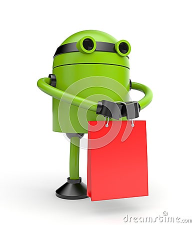 Robot shopping bag Stock Photo