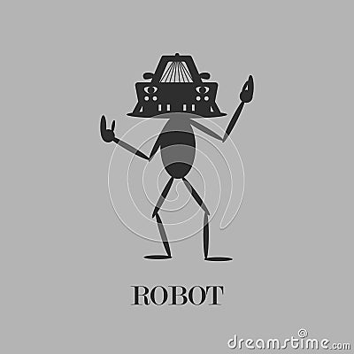 Robot Simple flat gray pictogram Stock Photo