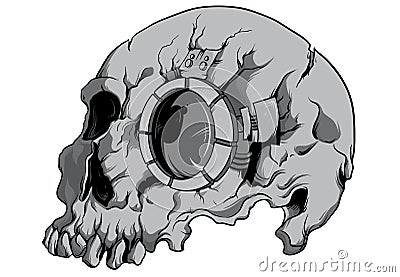 Robot Skull Vector Illustration