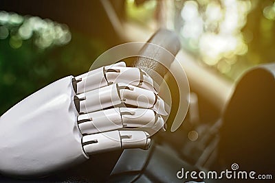 Robot smart car driving system automatic future robot arm Stock Photo