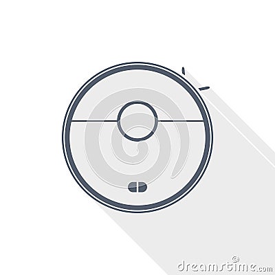 Robot smart vacuum cleaner flat design vector icon Vector Illustration