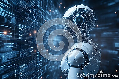 Robot sorting and analyzing documents Stock Photo