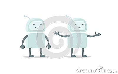 Robot spacesuit alien character luck and failure set. Flat color vector illustration stock clipart Vector Illustration