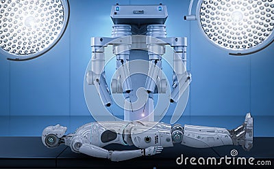 Robot surgery maintenance ai cyborg Stock Photo