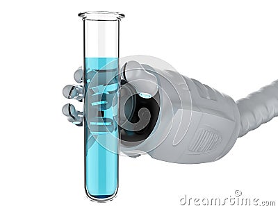 Robot with test tube Stock Photo