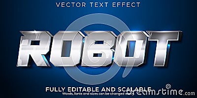 Robot text effect, editable metallic and technology text style Stock Photo