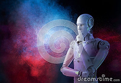 Robot think or compute Stock Photo