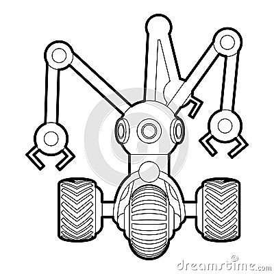 Robot with three tentacle icon outline Vector Illustration