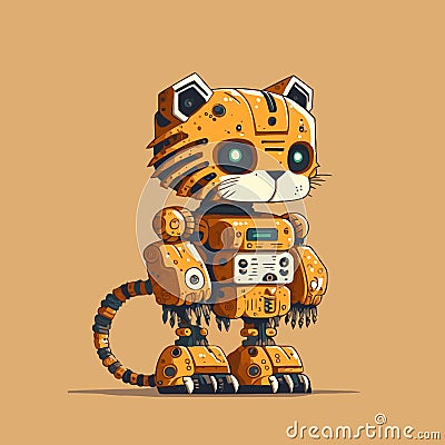 Robot tiger cyborg machine character logo mascot vector illustration Stock Photo