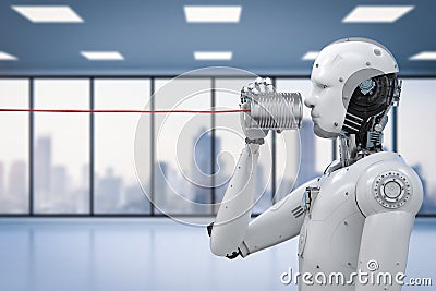 Robot with tin can Stock Photo