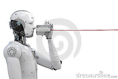 Robot with tin can Stock Photo