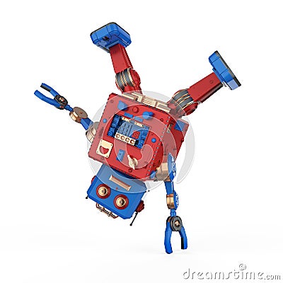 Robot tin toy break dance Stock Photo