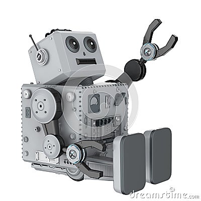 Robot tin toy look up Stock Photo