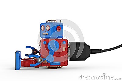 Robot tin toy with plug Stock Photo