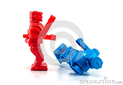 Robot toy knockout Stock Photo