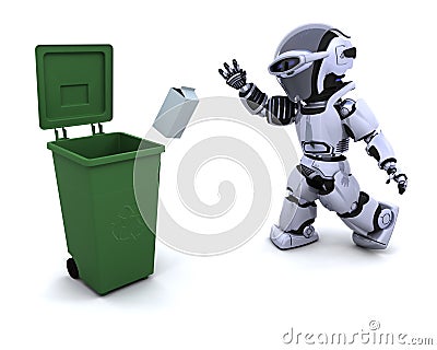 Robot with trash Stock Photo